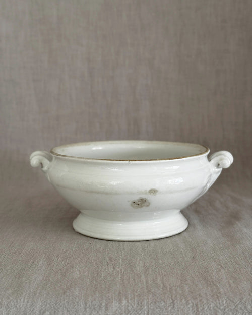 Antique French Ironstone Tureen Base, White Farmhouse Bowl, Rustic French Decor