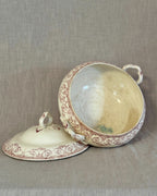 Antique French Terre de Fer Tureen, Red Transferware Soup Tureen