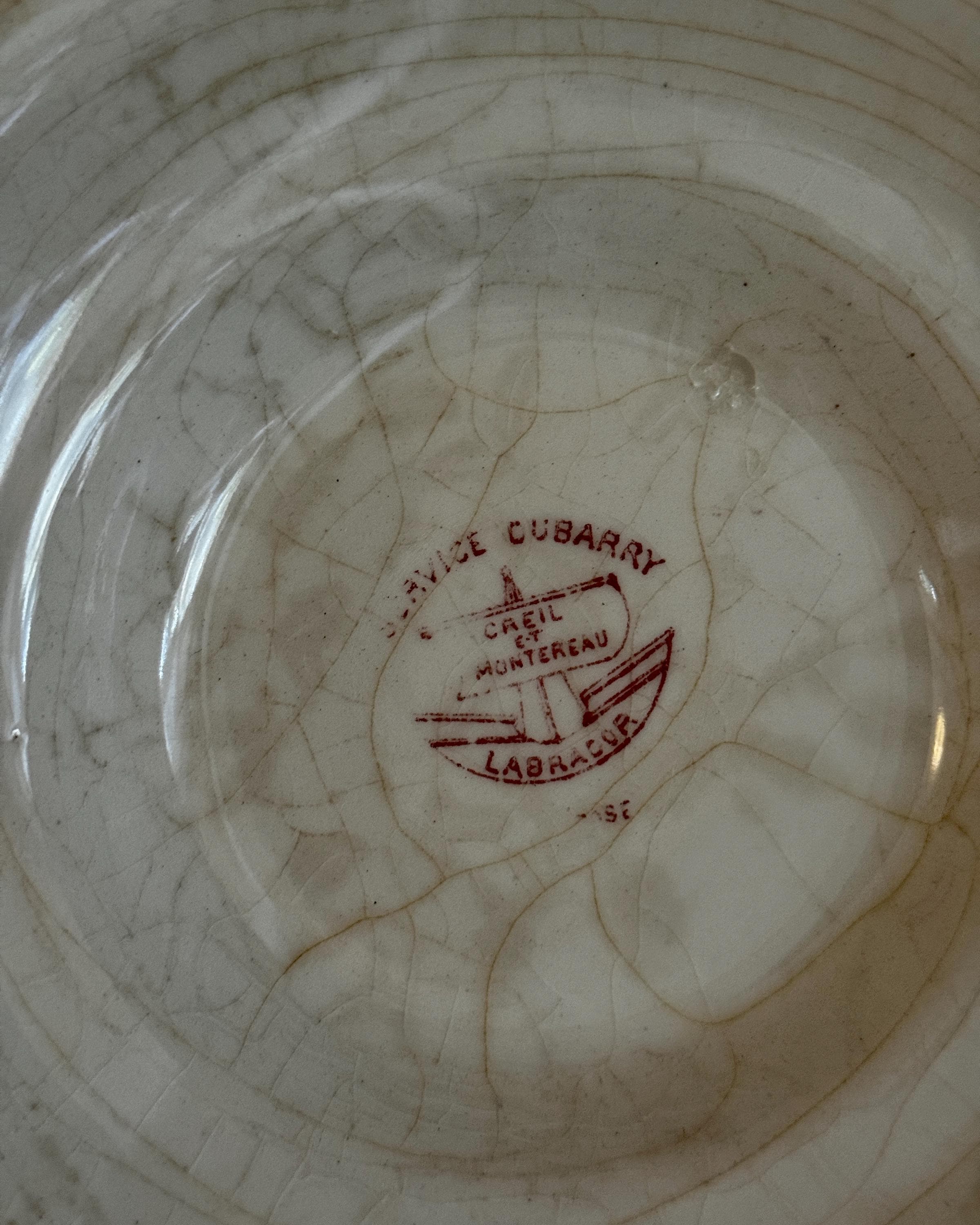 Antique French Terre de Fer Tureen, Red Transferware Soup Tureen