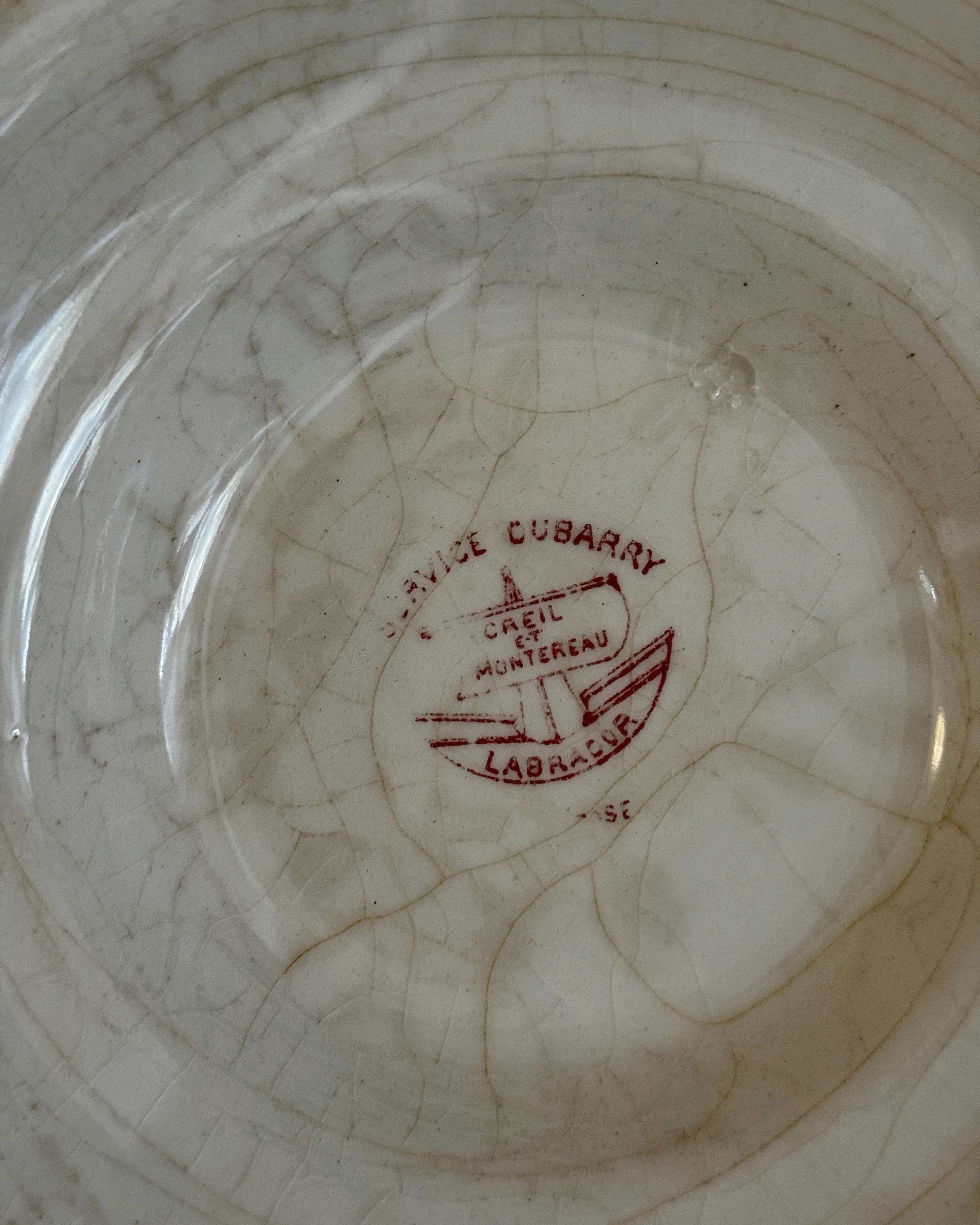 Antique French Terre de Fer Tureen, Red Transferware Soup Tureen