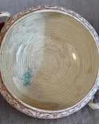 Antique French Terre de Fer Tureen, Red Transferware Soup Tureen