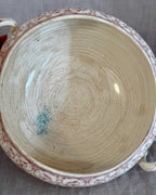 Antique French Terre de Fer Tureen, Red Transferware Soup Tureen