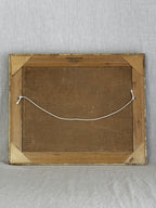 Reverse of the Swedish oil painting showing the pine frame back, hanging cord and Malmo framer's stamp