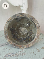 Resin pot D seen from above, grey-green resin interior