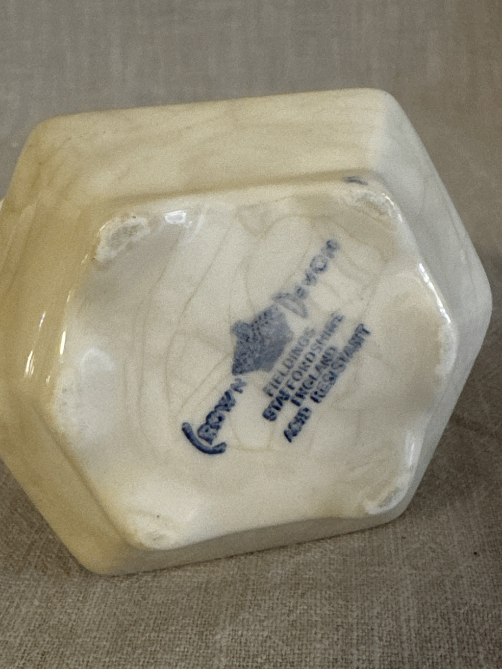Base of the Crown Devon jug printed Fieldings Staffordshire England