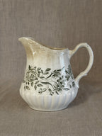 Grindley Springtime fluted jug printed in green with roses, Staffordshire