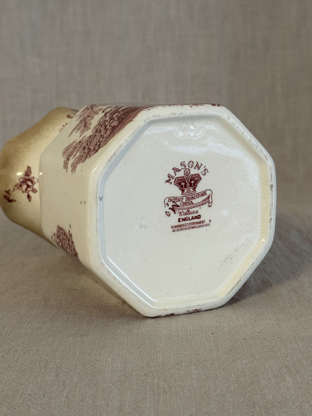 Base printed with the Mason's Patent Ironstone China Watteau crown mark