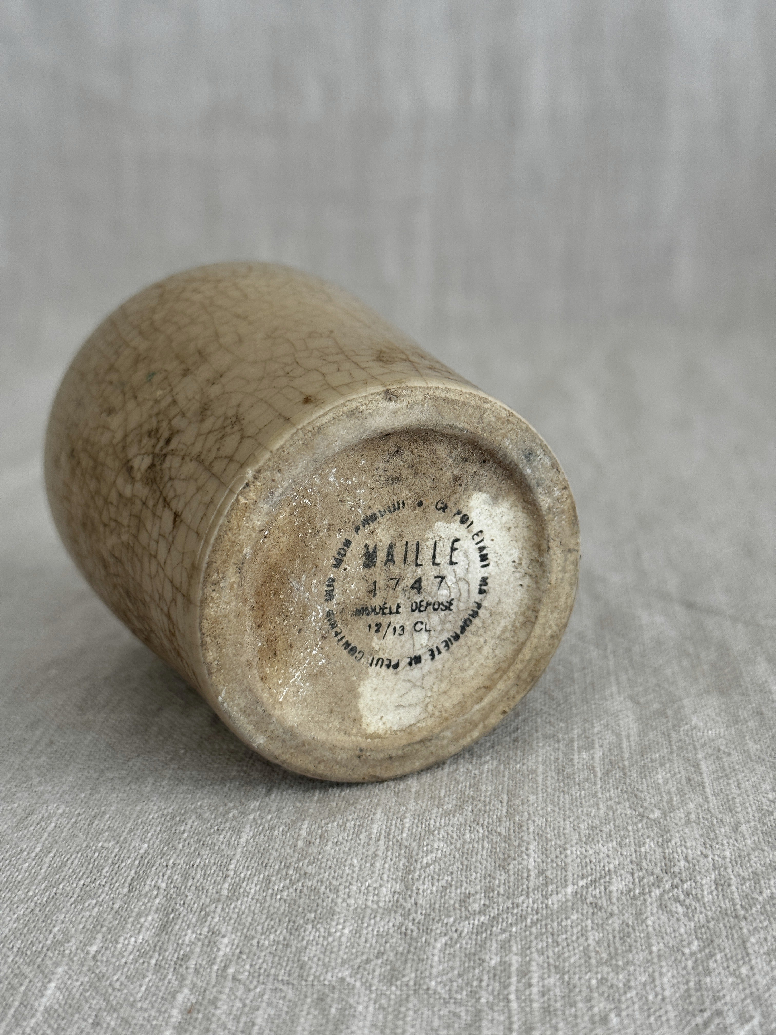 Base of the cream pot showing the printed Maille mark