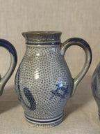 Detail of the cobalt decoration and banding on the grey salt-glazed body