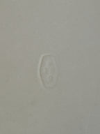 Deeply impressed cartouche mark reading B, FS and 2 on the back of the white faience board