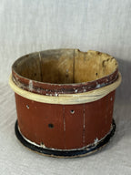 Top view into the Swedish cheese mould showing the stave construction and scrubbed interior
