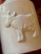 Vintage Ceramic Canister Cow Relief - 4