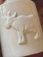 Vintage Ceramic Canister Cow Relief - 4