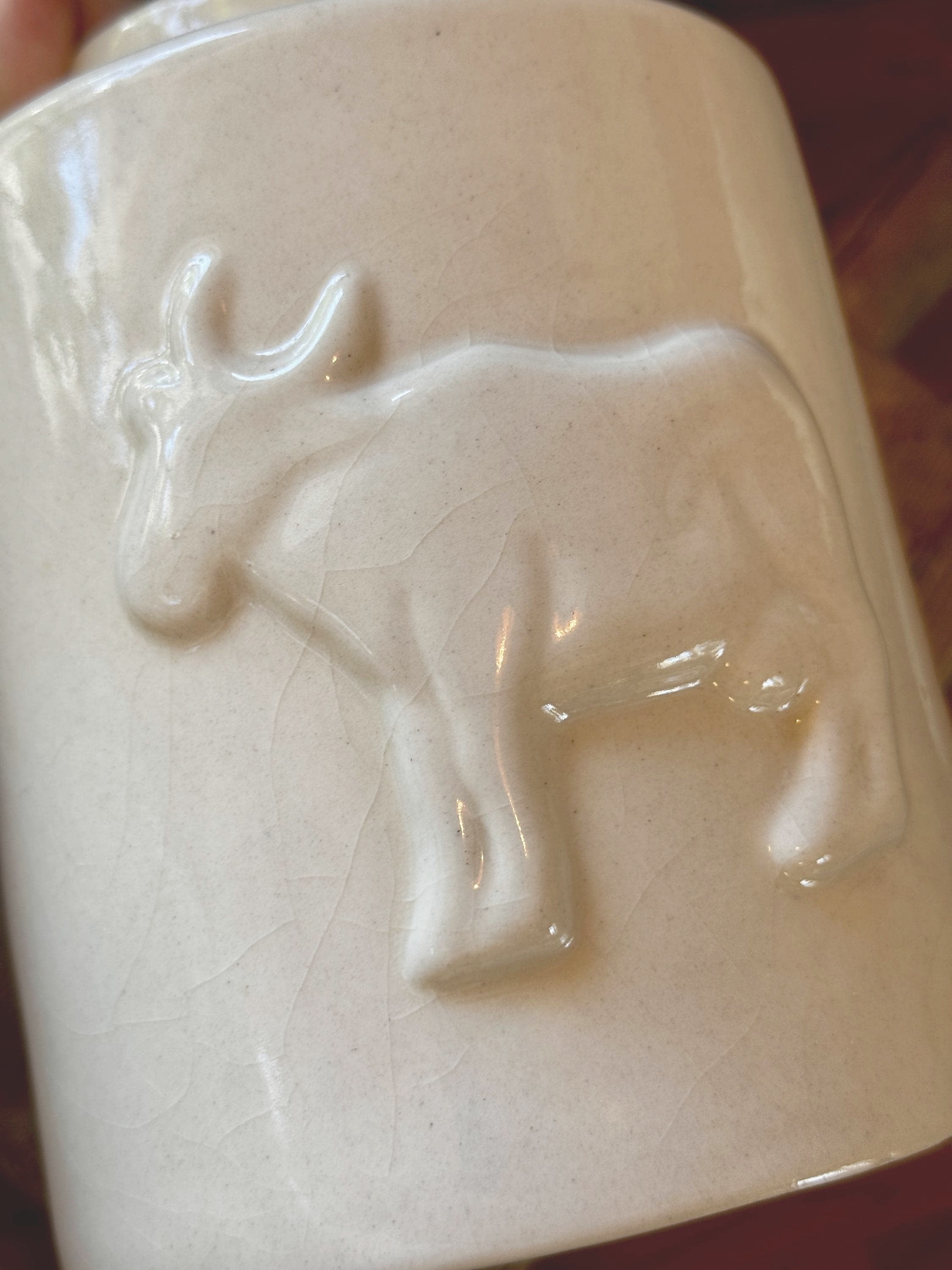 Vintage Ceramic Canister Cow Relief - 4